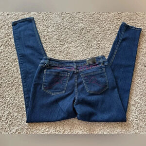 Rocawear Women's Straight Leg Embroidered Back Pocket Dark Wash Jeans Size 13